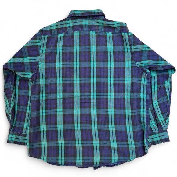 Vintage LL Bean Plaid Button Down Long Shirt Blue Green Black USA Made Womens Up - Picture 3 of 9